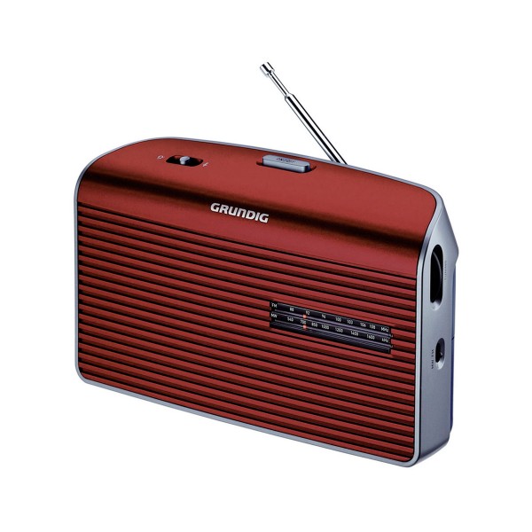 Grundig music 60 rojo radio am/fm de sobremesa portátil con altavoz