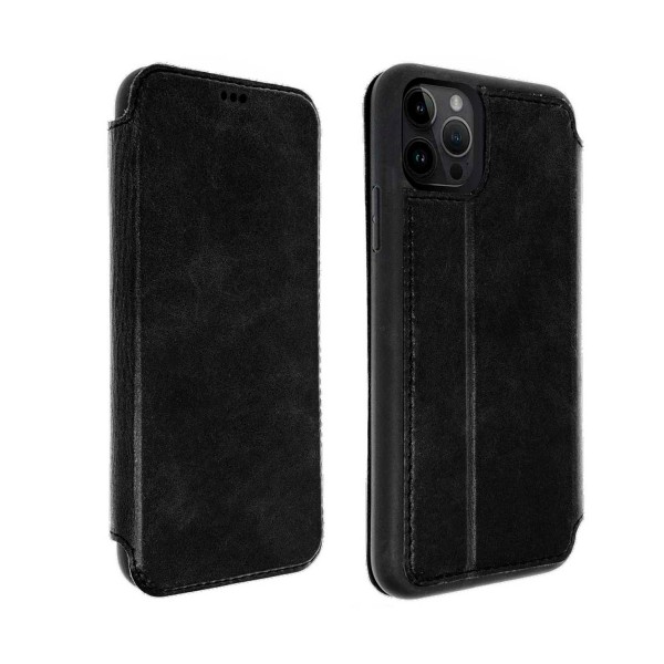 Akashi funda trasera de cuero en color negro / apple iphone 14 pro